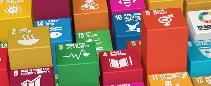Sustainable Development Goals Blocks-3D Rendered Illustration SD