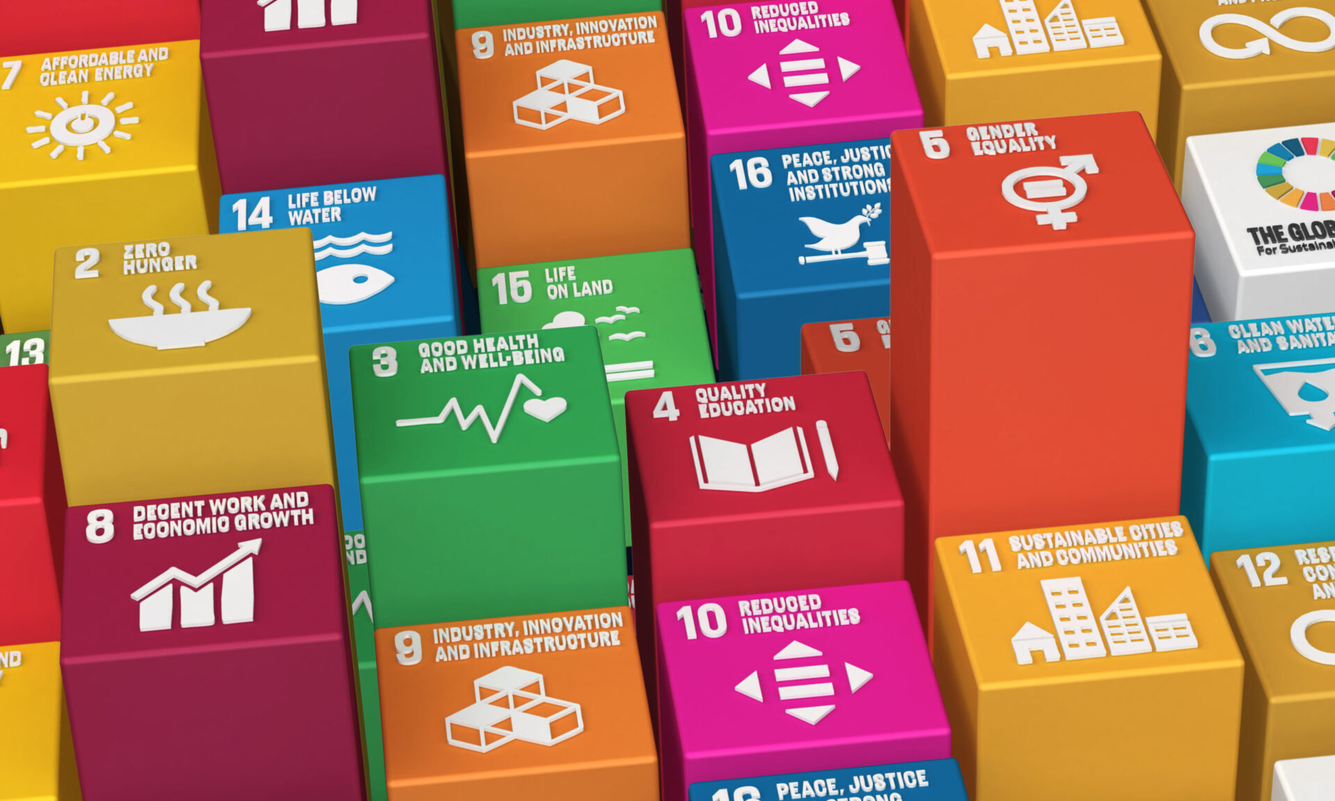 Sustainable Development Goals Blocks-3D Rendered Illustration SD