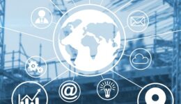 Composite image of digital composite image of globe amidst