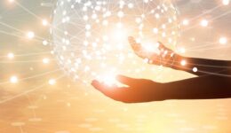 Abstract science, circle global network connection communication