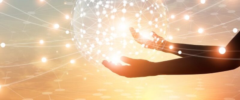 Abstract science, circle global network connection communication